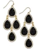 Inc International Concepts Gold-tone Jet Glitter Chandelier Earrings, Only At Macy's