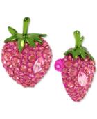 Betsey Johnson Rose Gold-tone Pave Strawberry Clip-on Drop Earrings