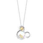 Disney's Two-tone Crystal Mickey Mouse 90th Anniversary Glass Shaker Pendant Necklace In Sterling Silver For Unwritten, 18 Chain