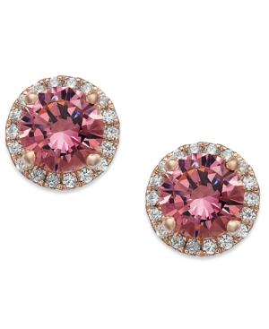 14k Rose Gold Over Sterling Silver Earrings, Pink Swarovski Zirconia Stud Earrings (2-3/4 Ct. T.w.)