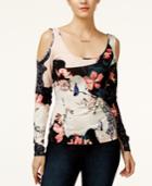 Guess Brittany Printed Cold-shoulder Top