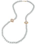 Carolee Gold-tone Long Gray Imitation Pearl Necklace