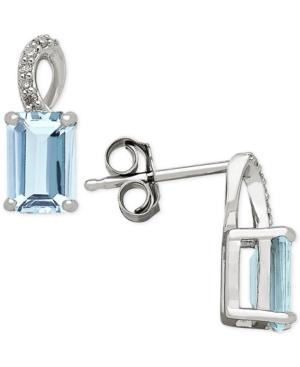 Aquamarine (1-1/10 Ct. T.w.) And Diamond Accent Drop Earrings In 14k White Gold