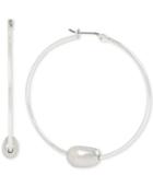 Robert Lee Morris Soho Silver-tone Bead Hoop Earrings