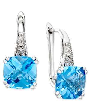 Blue Topaz (5-1/3 Ct. T.w.) And Diamond Accent Drop Earrings In 14k White Gold