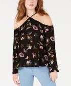 Material Girl Juniors' Printed Cold-shoulder Top, Created For Macy's
