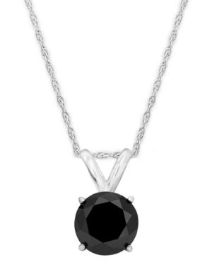14k White Gold Necklace, Black Diamond Bezel Pendant (1/4 Ct. T.w.)