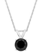 14k White Gold Necklace, Black Diamond Bezel Pendant (1/4 Ct. T.w.)