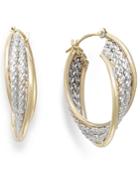 Two-tone Rope Hoop Earrings In 10k Gold