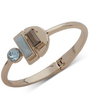 Dkny Gold-tone Multi-stone Hinged Cuff Bracelet, Created For Macy's