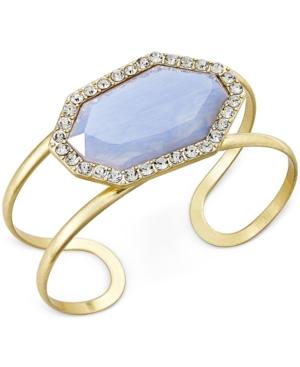 Gold-tone Purple Stone Pave Cuff Bracelet
