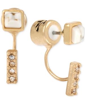 Kenneth Cole Gold-tone White Stone Pave Crystal Stud Earrings