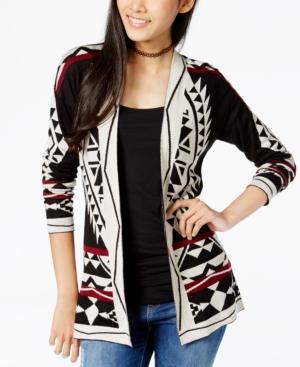 Hippie Rose Juniors' Open-front Pattern Cardigan Sweater