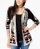 Hippie Rose Juniors' Open-front Pattern Cardigan Sweater