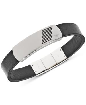 Emporio Armani Men's Stainless Steel And Leather Bracelet Egs2029