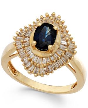 Sapphire (9/10 Ct. T.w.) And Diamond (1/2 Ct. T.w.) Ring In 14k Gold