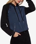 Avec Les Filles Satin-front Ruffled Hoodie