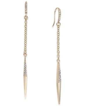Abs By Allen Schwartz Gold-tone Crystal Point Linear Drop Earrings