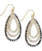 Inc International Concepts Gold-tone Triple Layer Crystal And Stone Earrings, Only At Macy's