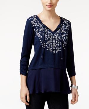 Style & Co Flounce-hem Peasant Top, Only At Macy's