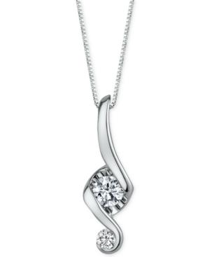 Proud Mom Diamond Swirl Pendant (1/10 Ct. T.w.) In 14k White Gold