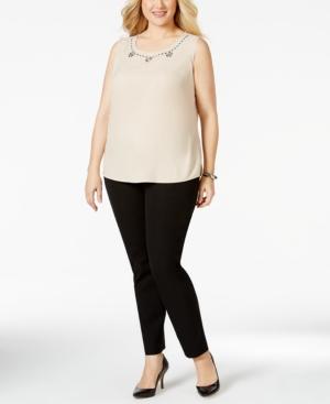 Kasper Plus Size Embellished Sleeveless Blouse