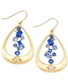 Sis By Simone I Smith Blue Crystal Teardrop Earrings In 18k Gold Over Sterling Silver