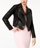 Thalia Sodi Faux-leather Lace Moto Jacket, Created For Macy's
