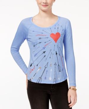 Belle Du Jour Juniors' Love Arrows Foiled Graphic Raglan