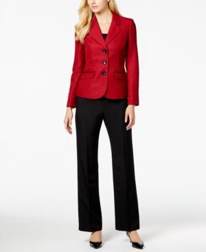 Le Suit Three-button Colorblocked Tweed Pantsuit