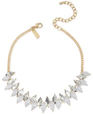 Inc International Concepts Gold-tone White And Metallic Marquise Stone Choker Necklace, Only At Macy's