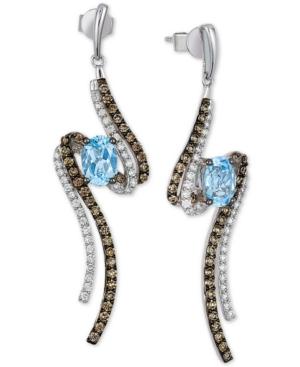 Le Vian Blue Topaz (1-5/8 Ct. T.w.) And Diamond (1 Ct. T.w.) Drop Earrings In 14k White Gold