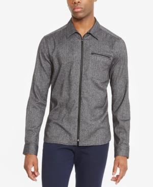 Kenneth Cole Reaction Men's Herringbone Zip-front Shirt