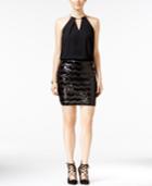 Guess Sequined Chevron Halter Choker Dress