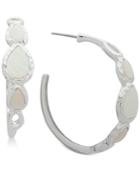 Nine West Silver-tone Imitation Mother-of-pearl Hoop Earrings