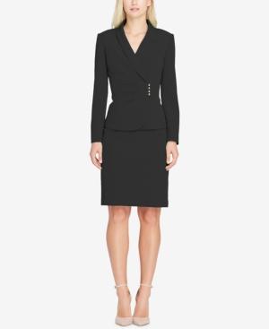 Tahari Asl Shawl-collar Asymmetrical Skirt Suit