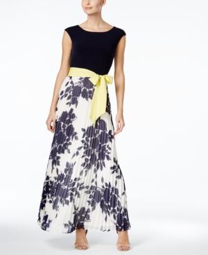 Jessica Howard Petite Pleated Sash Maxi Dress
