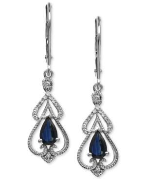 Sapphire (1 Ct. T.w.) And Diamond (1/10 Ct. T.w.) Drop Earrings In 14k White Gold