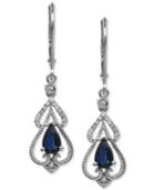 Sapphire (1 Ct. T.w.) And Diamond (1/10 Ct. T.w.) Drop Earrings In 14k White Gold