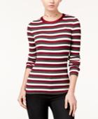 Hooked Up By Iot Juniors' Zip-back Striped Sweater