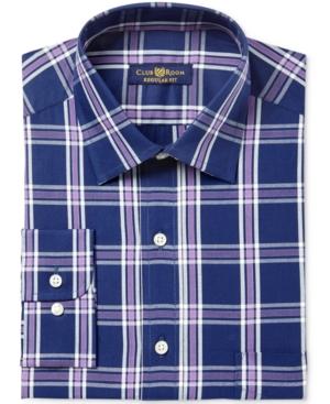 Club Room Men's Classic/regular Fit Framed Triple Plaid Dress Shirt, Only At Macy's