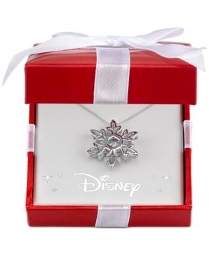 Clear Stone Frozen Snowflake Pendant Necklace In Sterling Silver