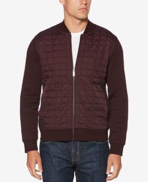 Perry Ellis Men's Quilted Ponte-knit Full-zip Sweater