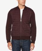 Perry Ellis Men's Quilted Ponte-knit Full-zip Sweater