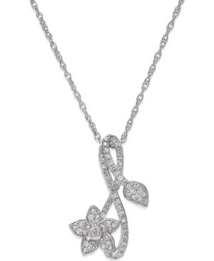 Diamond Flower Pendant Necklace (1/4 Ct. T.w.) In Sterling Silver
