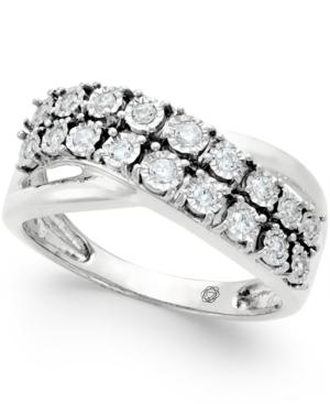 Diamond Two-row Crossover Ring (1/4 Ct. T.w.) In 10k White Or Yellow Gold