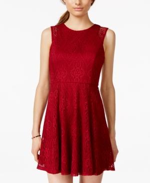 Emerald Sundae Juniors' Lace Fit & Flare Dress