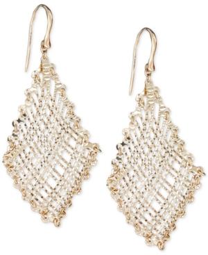 Filigree Weave Textured Drop Earrings In 14k Gold