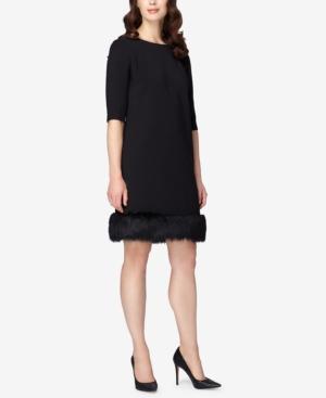 Tahari Asl Faux-fur-trim Shift Dress