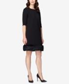 Tahari Asl Faux-fur-trim Shift Dress